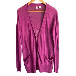 Moth Anthropologie Womens Small Cardigan Purple Linen Blend Lightweight‎